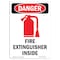 Signmission OSHA Danger Sign, Fire Extinguisher Inside, 10in X 7in Decal, 7" W, 10" L, Portrait OS-DS-D-710-V-2381 - alternate 1